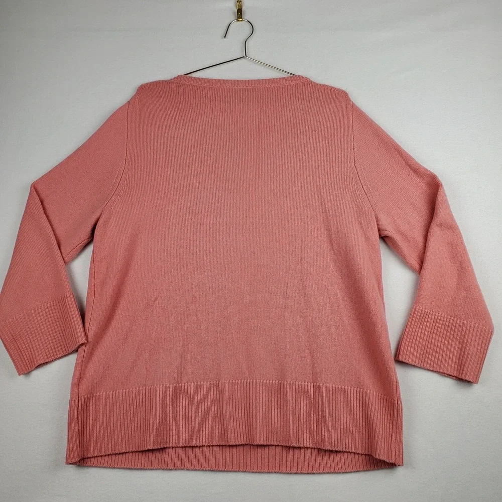 J. Crew Sweater Womens Medium Coral Wool Knit Ribbed Classic Round Neck Pullover